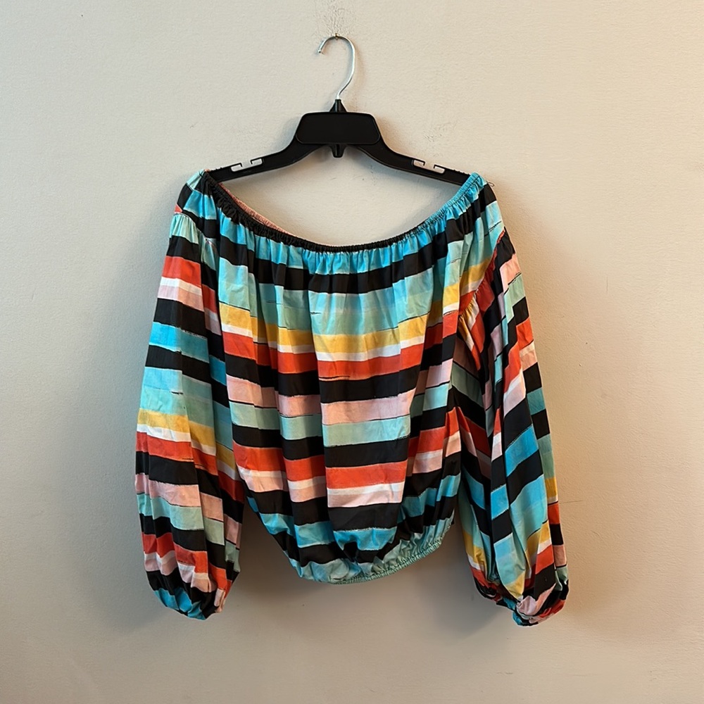 Caroline Constas White and Pink Oversized Crop Blouse - Picture 6 of 8